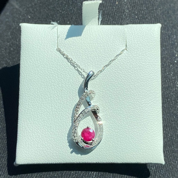 Ruby Diamond Pendant Necklace - Picture 2 of 5